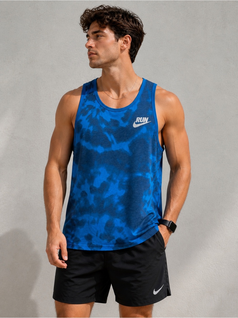 Nike Run Tank Top Blue Tie Dye Athletic Training Shirt Men’s/ NWT